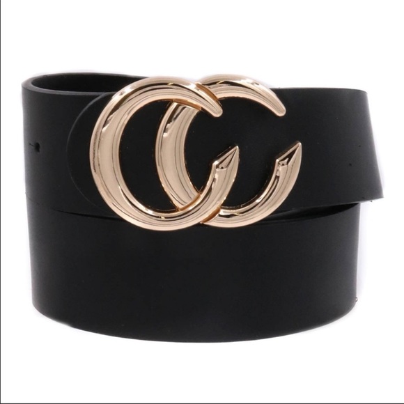 Black Gold buckle vegan leather belt - Picture 4 of 4